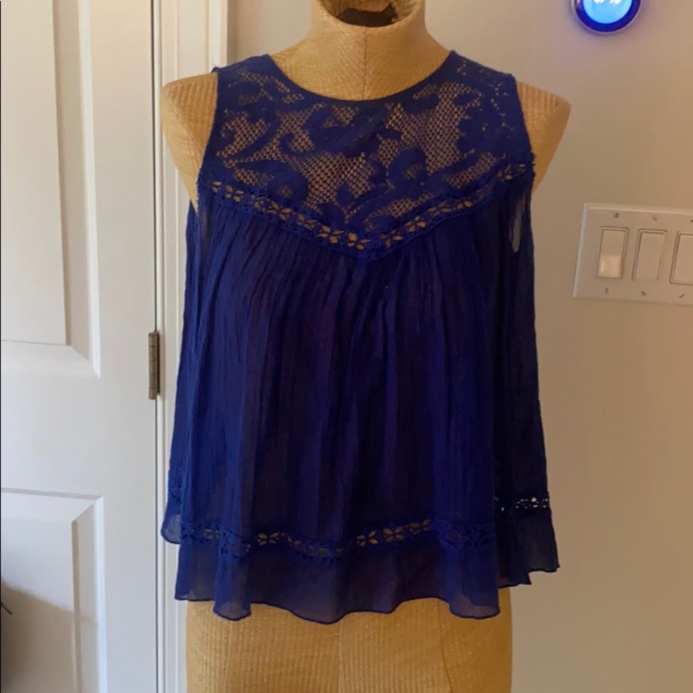 Free People Blue Lace Tank
